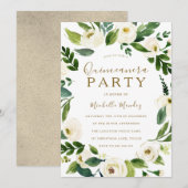 Modern White Floral Wreath Quinceanera Party Kaart (Voorkant / Achterkant)