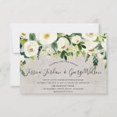Modern White Flowers Elegant Wedding Invitation Kaart (Voorkant)