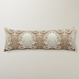 Modern White Flowers Pearls Body Pillow Lichaamskussen