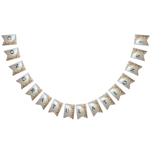 Modern White Flowers Pearls Bunting Flag Vlaggetjes (Alle)