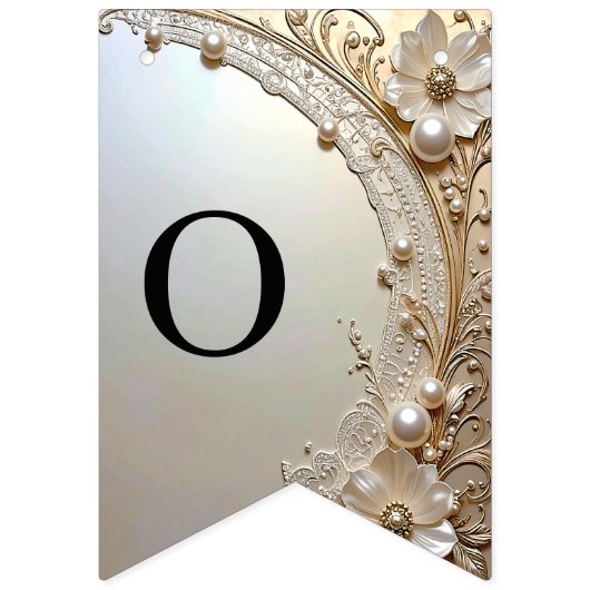 Modern White Flowers Pearls Bunting Flag Vlaggetjes (Tweede vlag)