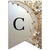 Modern White Flowers Pearls Bunting Flag Vlaggetjes (Eerste vlag)