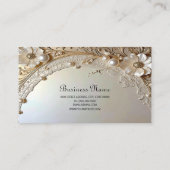 Modern White Flowers Pearls Business Card Visitekaartje (Achterkant)