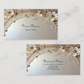 Modern White Flowers Pearls Business Card Visitekaartje (Voorkant / Achterkant)