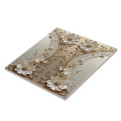 Modern White Flowers Pearls Ceramic Tile Tegeltje (Zijkant)