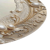 Modern White Flowers Pearls Cutting Board Snijplank (Hoek)