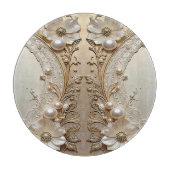 Modern White Flowers Pearls Cutting Board Snijplank (Voorkant)