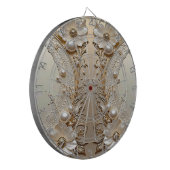 Modern White Flowers Pearls Dartboard Dartbord (Voorkant Links)
