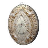 Modern White Flowers Pearls Dartboard Dartbord (Voorkant Rechts)