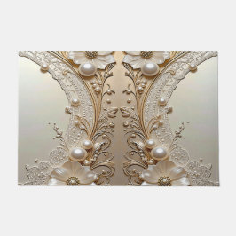 Modern White Flowers Pearls Doormat Deurmat