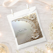 Modern White Flowers Pearls Favor Bag Bedankzakje (Geknipt)