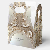 Modern White Flowers Pearls Favor Box Bedankdoosjes (Geopend)