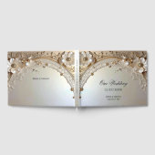 Modern White Flowers Pearls Guest Book Gastenboek (Volledig)