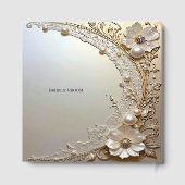 Modern White Flowers Pearls Guest Book Gastenboek (Achterkant)