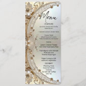 Modern White Flowers Pearls Menu (Voorkant)