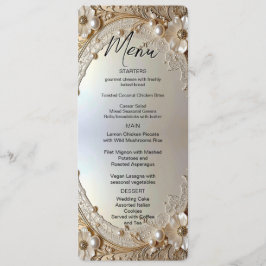 Modern White Flowers Pearls Menu