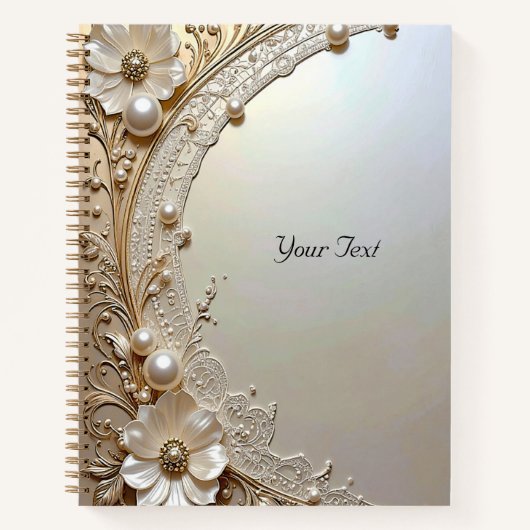 Modern White Flowers Pearls Notebook Notitieboek (Voorkant)