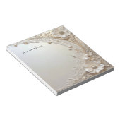 Modern White Flowers Pearls Notepad Notitieblok (Schuin)