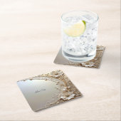 Modern White Flowers Pearls Paper Coaster Kartonnen Onderzetters (Insitu)