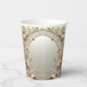 Modern White Flowers Pearls Paper Cups Papieren Bekers (Rechts)