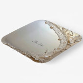 Modern White Flowers Pearls Paper Plate Papieren Bordje (Gebogen)