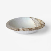 Modern White Flowers Pearls Papieren Kommen (Gebogen)