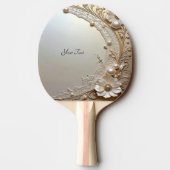 Modern White Flowers Pearls Ping Pong Paddle Tafeltennisbatje (Achterkant)