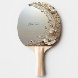 Modern White Flowers Pearls Ping Pong Paddle Tafeltennisbatje