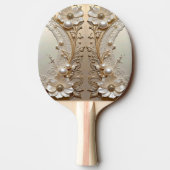 Modern White Flowers Pearls Ping Pong Paddle Tafeltennisbatje (Achterkant)