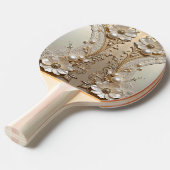 Modern White Flowers Pearls Ping Pong Paddle Tafeltennisbatje (Voorkant Gekanteld)