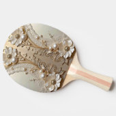 Modern White Flowers Pearls Ping Pong Paddle Tafeltennisbatje (Zijkant)