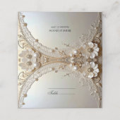Modern White Flowers Pearls Place Card Plaatskaartje (Buitenkant ongevouwen)