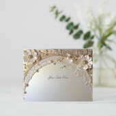 Modern White Flowers Pearls Postcard Briefkaart (Staand voorkant)