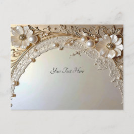 Modern White Flowers Pearls Postcard Briefkaart
