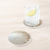 Modern White Flowers Pearls Sandstone Coaster Zandsteen Onderzetter (Zijkant)