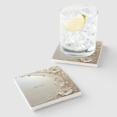 Modern White Flowers Pearls Stone Coaster Stenen Onderzetter (Zijkant)