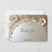 Modern White Flowers Pearls Thank You Card Bedankkaart (Voorkant)