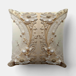 Modern White Flowers Pearls Throw Pillow Kussen