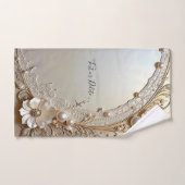 Modern White Flowers Pearls Towel Set Bad Handdoek (Handdoek)