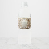Modern White Flowers Pearls Water Bottle Label Waterfles Etiket (Voorkant)