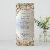 Modern White Flowers Pearls Wedding Program Programmakaart (Staand voorkant)