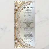 Modern White Flowers Pearls Wedding Program Programmakaart (Voorkant)