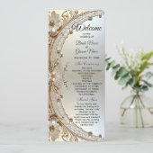 Modern White Flowers Pearls Wedding Program Programmakaart (Staand voorkant)