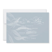 Modern White Foliage op Dusty Blue