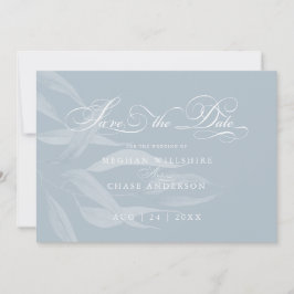 Modern White Foliage op Dusty Blue