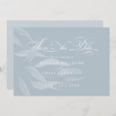 Modern White Foliage op Dusty Blue (Voorkant / Achterkant)