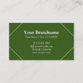Modern White Forest Green Thin Lijst Lines Logo Visitekaartje (Achterkant)