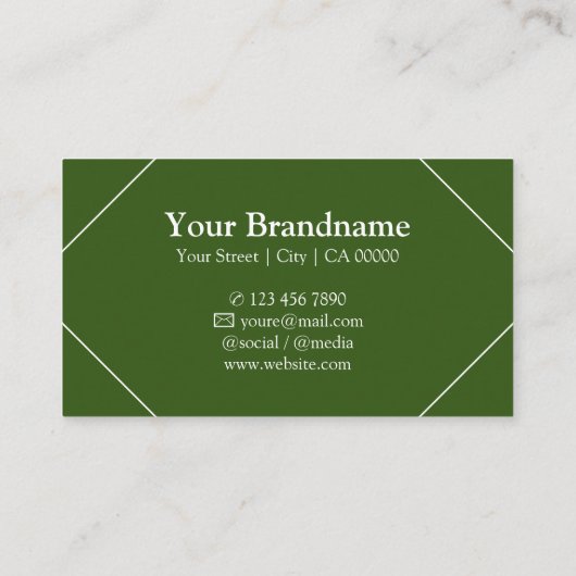 Modern White Forest Green Thin Lijst Lines Logo Visitekaartje (Achterkant)