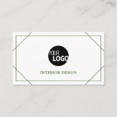 Modern White Forest Green Thin Lijst Lines Logo Visitekaartje (Voorkant)