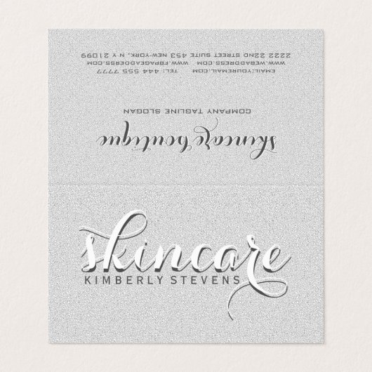 Modern White Glitter Visitekaartje (Buitenkant ongevouwen)